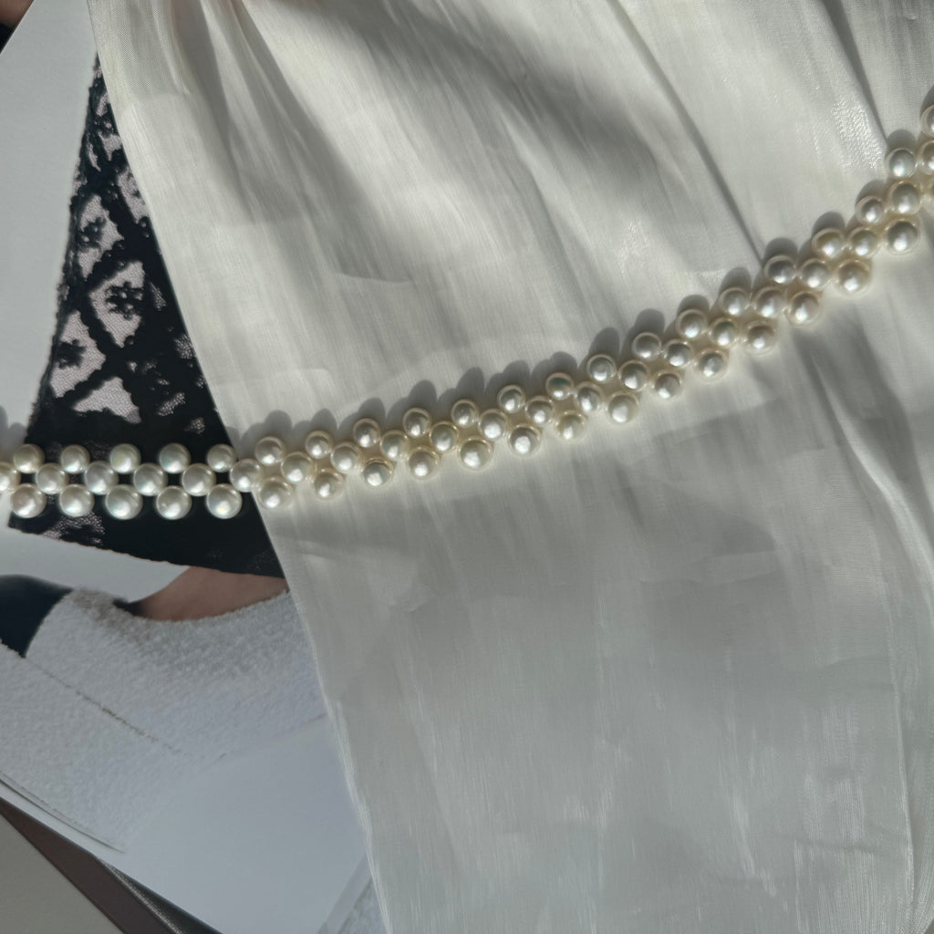 Collier à trois rangs de perles d’eau douce, fait main et vintage